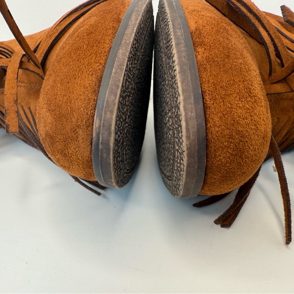 Mata Fringe Ankle Booties Sz 8.5M | Western Boho Suede Heel Boot | Brown - Picture 14 of 16